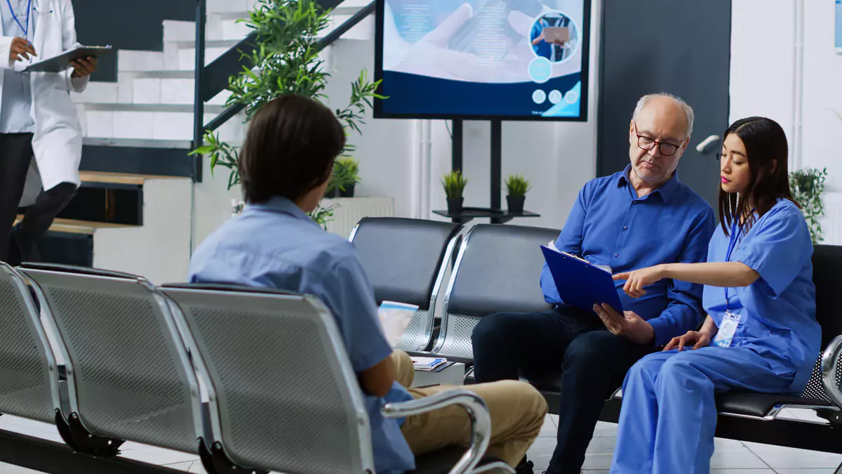 Group People Meeting With Monitor